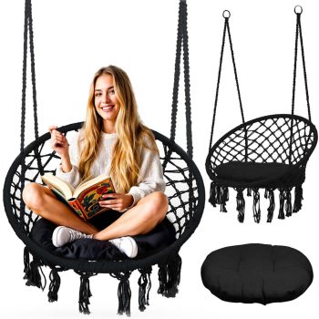 Fotel ogrodowy wiszący huśtawka BOHO czarny