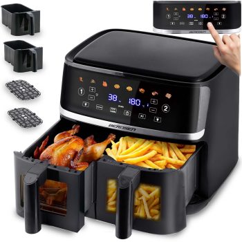   Duża frytkownica beztłuszczowa Air fryer Berdsen BD-657 czarna