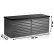 Plonos Kerti láda 143 x 57 x 53,5 cm 390 liter fekete és szürke (480101)