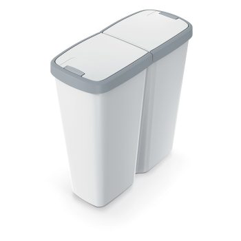   Hulladékgyűjtő Prosperplast COMPACTA Q DUO, 50 l hamu színben, világosszürke fedéllel