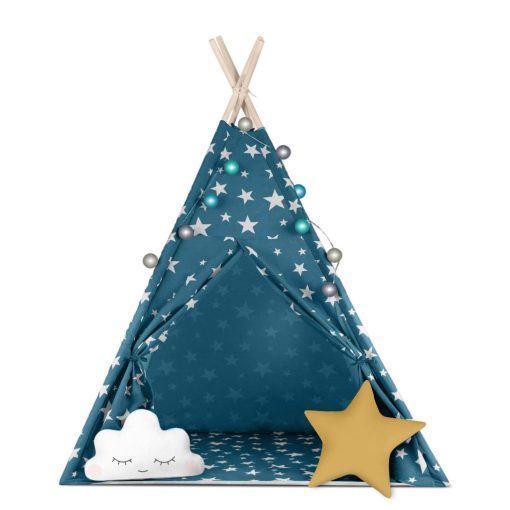 Teepee sátor gyerekeknek Nukido lámpákkal - kék