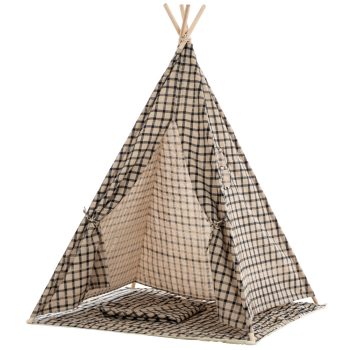  Esna Teepee játszósátor fekete kockás 150x120x120 cm 316478