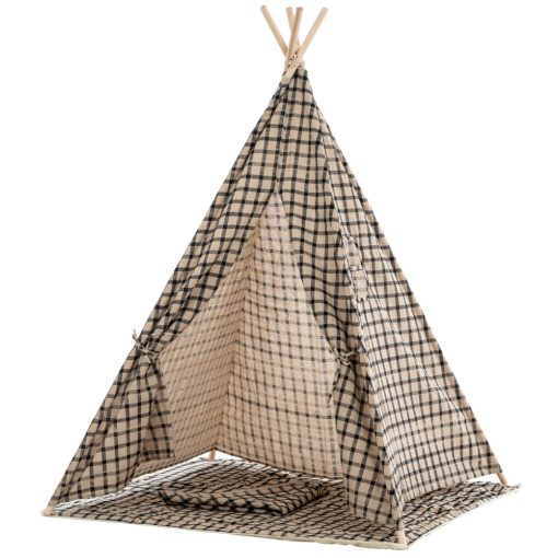 Esna Teepee játszósátor fekete kockás 150x120x120 cm 316478