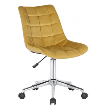  Medford modern irodai forgószék steppelt bársony sárga 318094