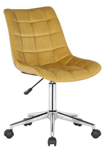 Medford modern irodai forgószék steppelt bársony sárga 318094