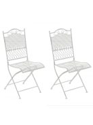 Kiran vidéki stílusú kerti szék 2 db-os szett antik fehér porszórt fém 320687