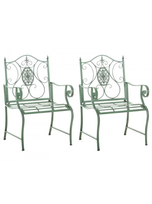 Punjab vidéki stílusú kerti szék 2 db-os szett antik zöld 320695