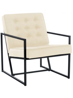 Avon bársony lounge fotel fém lábbal krém-fekete 321210
