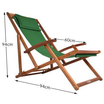   Casaria Bali zöld napozóágy nyugágy akácfából 94x60x94cm (100487)