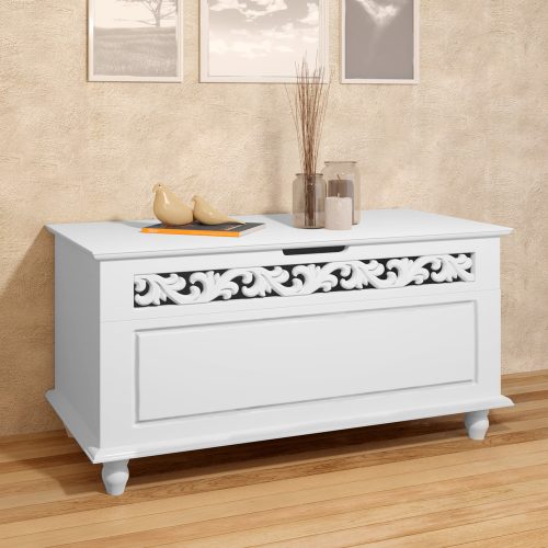 Casaria Jersey fehér faláda tároló láda ülőpad, 80x40x48cm (102565)