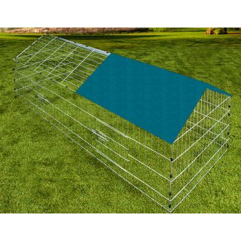   Cadoca Nyúlketrec kifutóval 180x75x75 cm zöld napellenzővel (105242)