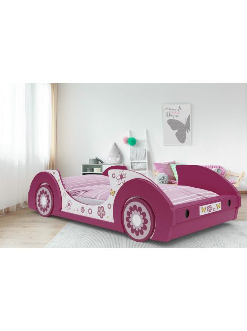 Casaria Butterfly autós gyerekágy pink-fehér 991048