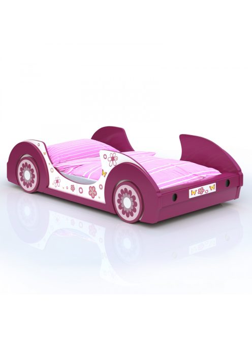 Casaria Butterfly autós gyerekágy pink-fehér 991048