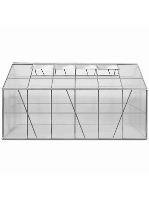 Gardebruk alumínium üvegház melegház 4 nyitható tetőablakkal 380x190x195 cm 991469