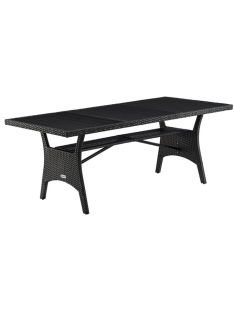   Casaria polyrattan kerti asztal fekete 190x90x75cm WPC asztallappal