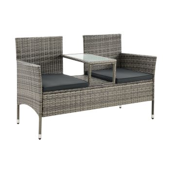   Monaco 2 személyes polyrattan kerti pad asztallal szürke-melír 200164