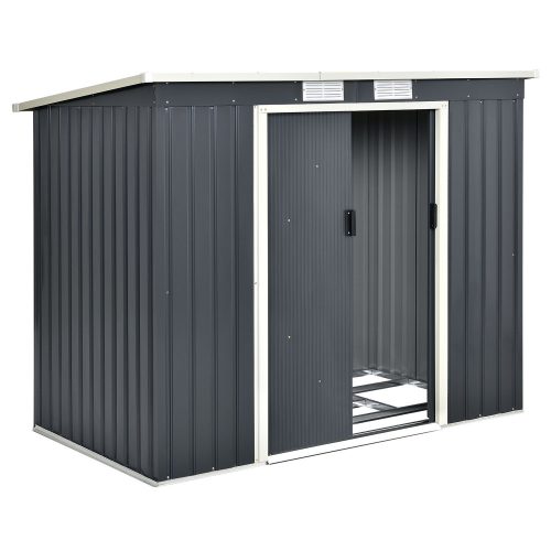 Fém kerti ház kerti tároló fémház antracit alapszerkezettel 213×130×173 cm (21055)