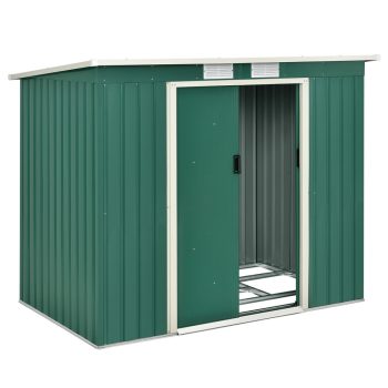   Fém kerti ház kerti tároló fémház zöld alapszerkezettel 213×130×173 cm (21056)