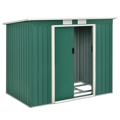 Fém kerti ház kerti tároló fémház zöld alapszerkezettel 213×130×173 cm (21056)