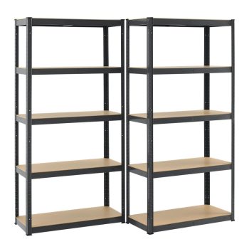   Basic nagy teherbírású polcrendszer fém polc tároló szürke180x90x40 cm 2 db-os szett 21151