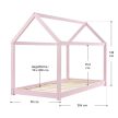 Carlotta gyerekágy rácsos kerettel és tetővel rózsaszín matrac nélül 90x200 cm 28473