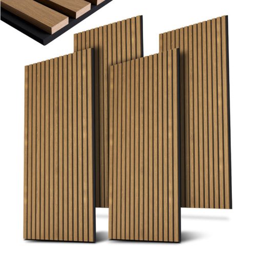 Fali panel akusztikus panel falpanel 4 db-os szett 120x60x1,8 cm sötét natúr tölgy (301642)