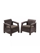 Curver Corfu duo set fotelek, barna színben, meleg taupe párnával 223194