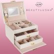 Beautylushh Ékszerdoboz ékszertok 20 rekeszes bézs 6347