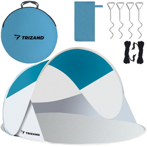 Trizand Strandsátor 220x120x90 cm türkiz - szürke 10182