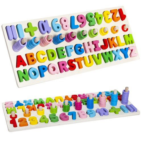 Kruzzel fából készült készségfejlesztő puzzle angol ábécé és számok 10979