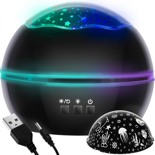 Izosxis Éjszakai fény projektorral - csillagos égbolt és vízalatti világ fekete LP16857