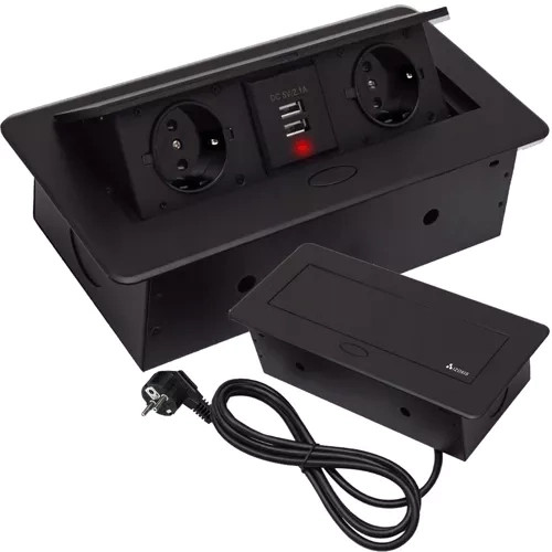 Izoxis USB aljzat az asztallapba rejthető dupla 21446