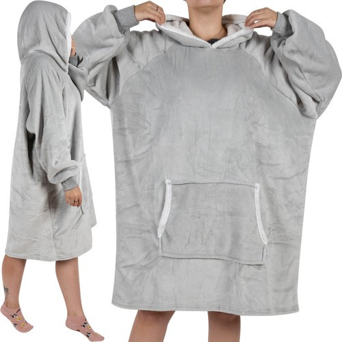 Ruhhy XXL oversize flanel pulóver takaró 2in1 szürke 24402