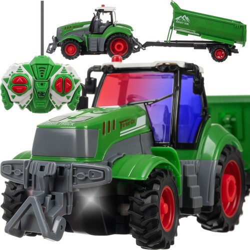 Kruzzel Távirányítós zöld traktor utánfutóval 24850