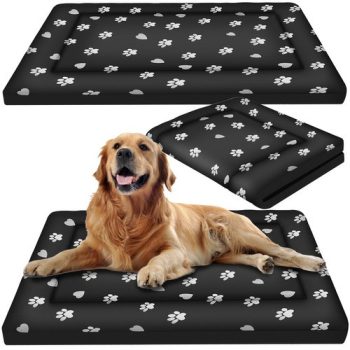   Purlov XXL Kutyaágy 100x70cm fekete -  fehér tappancs mintával 24862
