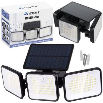   Izoxis Napelemes mozgás és szürkületérzékelős kerti lámpa 180 LED 24889
