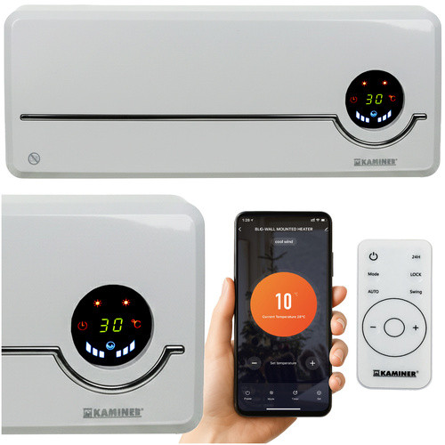 Kaminer fali fűtőtest wifis 1000 W / 2000 W fehér 26389