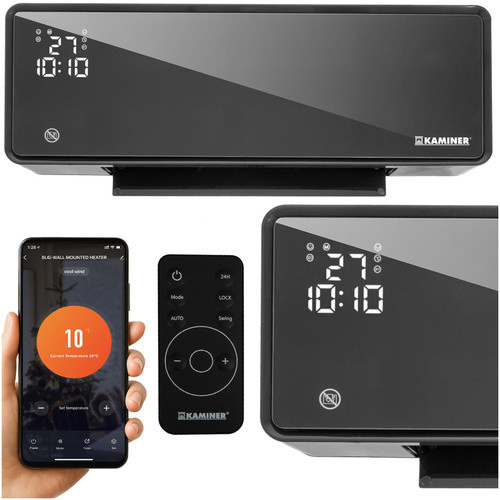 Zelvion Kaminer 26399 Wifis falifűtés fekete 1000 W / 2000 W