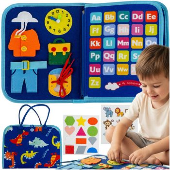   Kruzzel Oktató Szenzoros Könyv Montessori Táblajáték Manipulatív könyv kék 26881