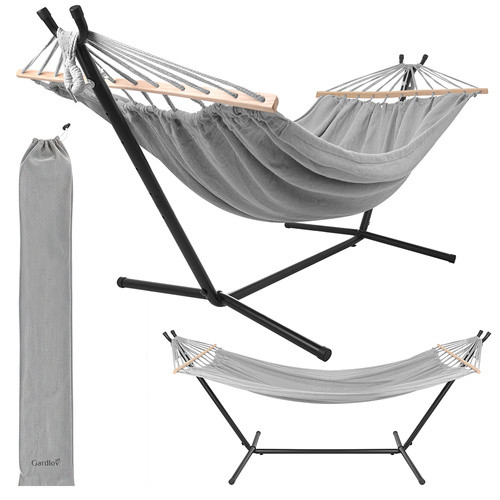 Gardlov Kerti függőágy vázzal 200x150cm szürke-fekete 27293