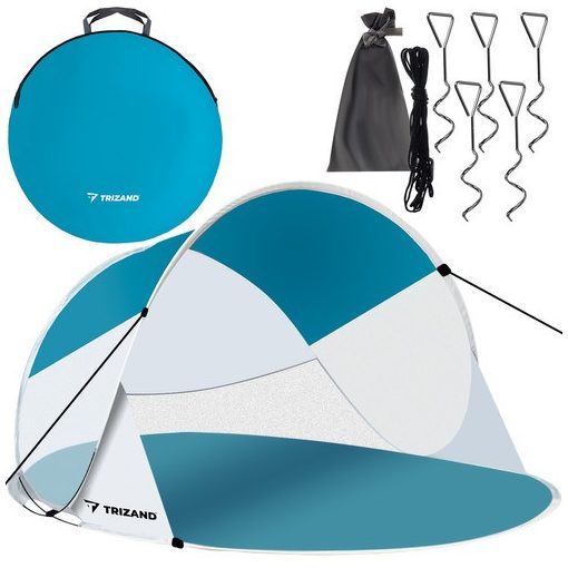 Trizand pop-up strandsátor 2 fős türkiz-fehér 190x120x90 cm 20974