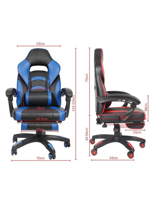 Gamer szék 360 fokban forgatható állítható magasság lábtartóval fekete - szürke 50005010