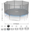 Neo-Sport Kerti trambulin kültéri hálóval és létrával 10 láb / 312 cm (NS-10Z221)