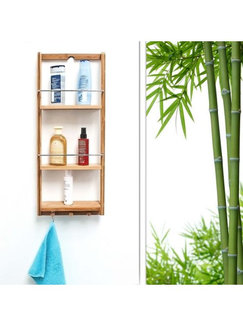 Bambusz fürdőszoba polc törölköző akasztóval 10017163