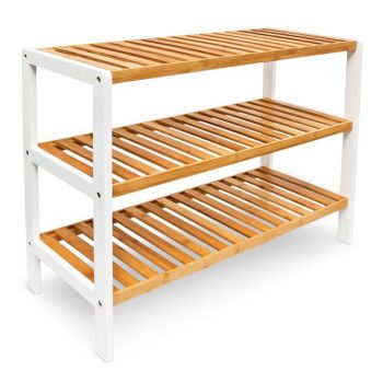 Bambusz-fehér 3 polcos cipőtartó 54,5x70x24,5 cm 10017705