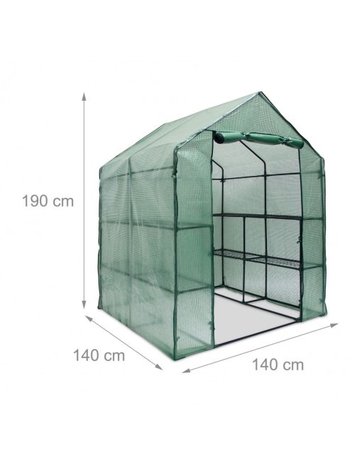 Fóliasátor üvegház polcokkal 135g/m² zöld 195x140x140 cm 10018889