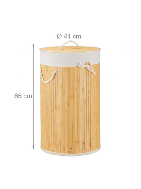Kör alakú bambusz szennyestartó 70 literes krém 10019051_cr