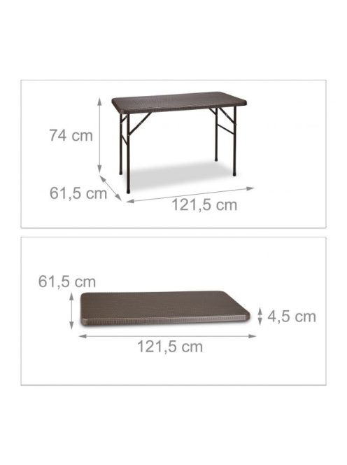 BASTIAN Összecsukható kerti asztal barna téglalap alakú 10020057_br_rec