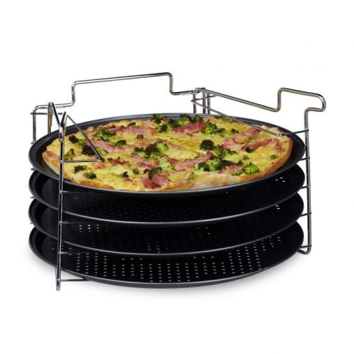 Pizzatálca 4 db-os készlet állvánnyal 10020495