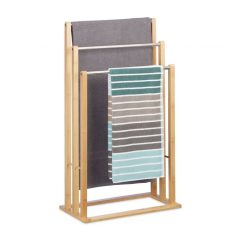   Modern 3 ágú eltolt törölközötartó bambusz rozsdamentes acél 84x48x26 cm 10020983